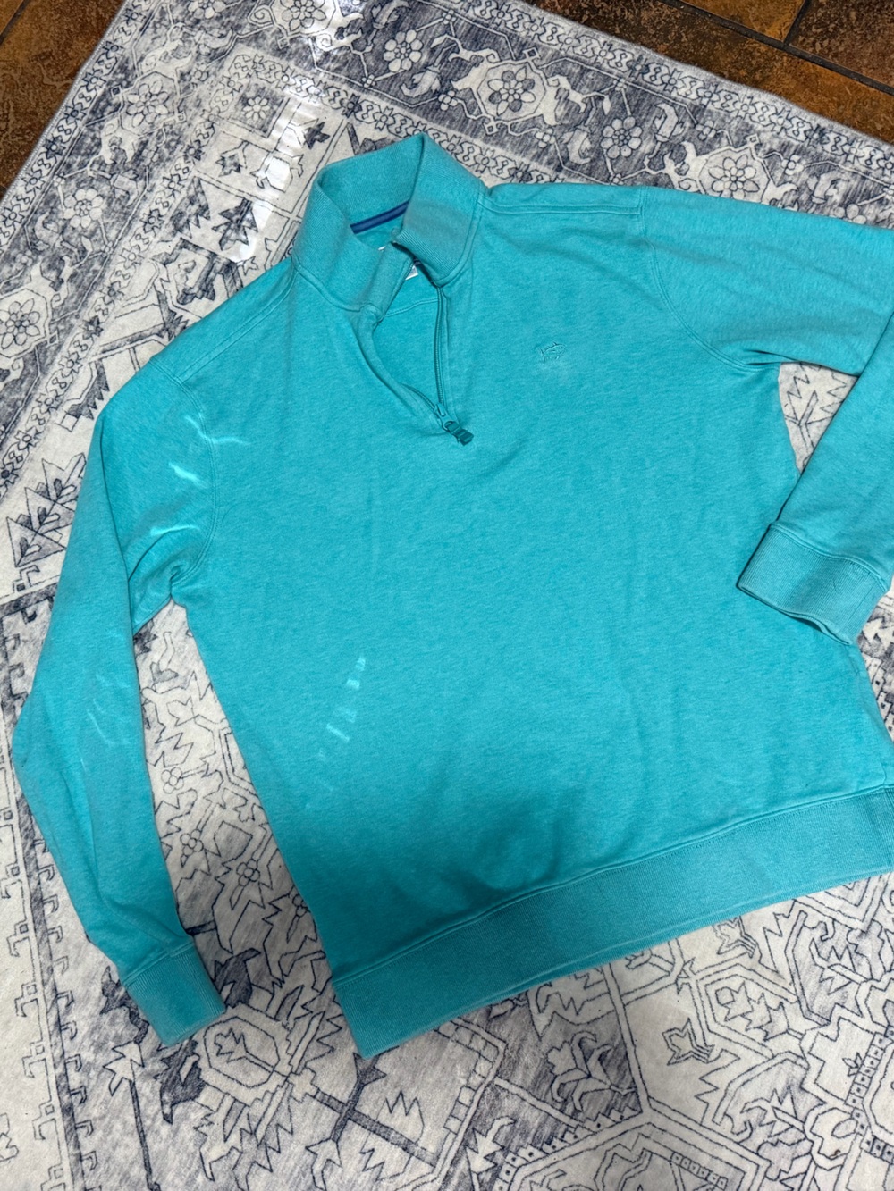 Southern Tide Men’s Aqua Quarter-Zip Pullover Sweater